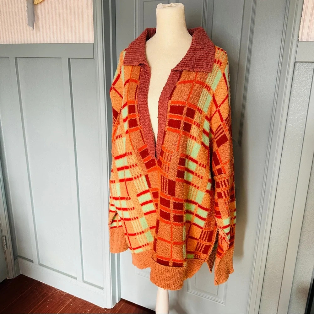 Like New Free People Ruben Oversized Pullover Sweater in Autumn Sunset Combo M - Picture 5 of 16